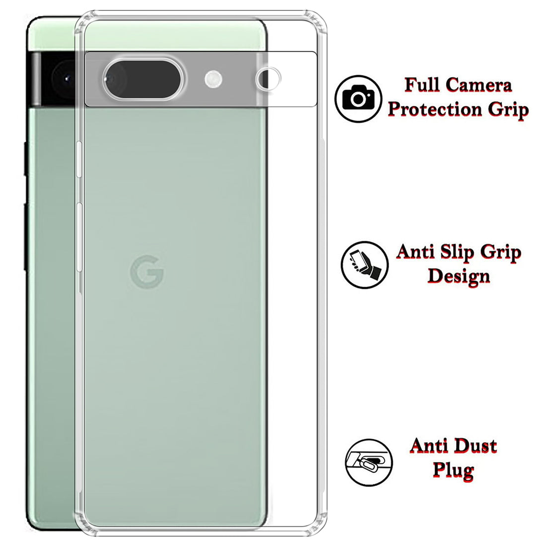Anti Dust Plug Back Case Cover for Google Pixel 6a 5G