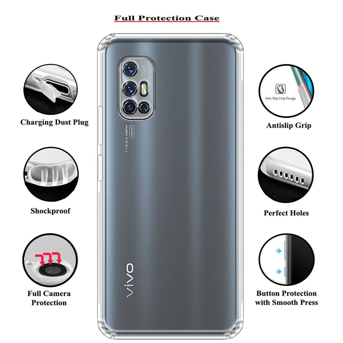 Anti Dust Plug Back Case Cover for Vivo V17 4G / V19 Neo 4G