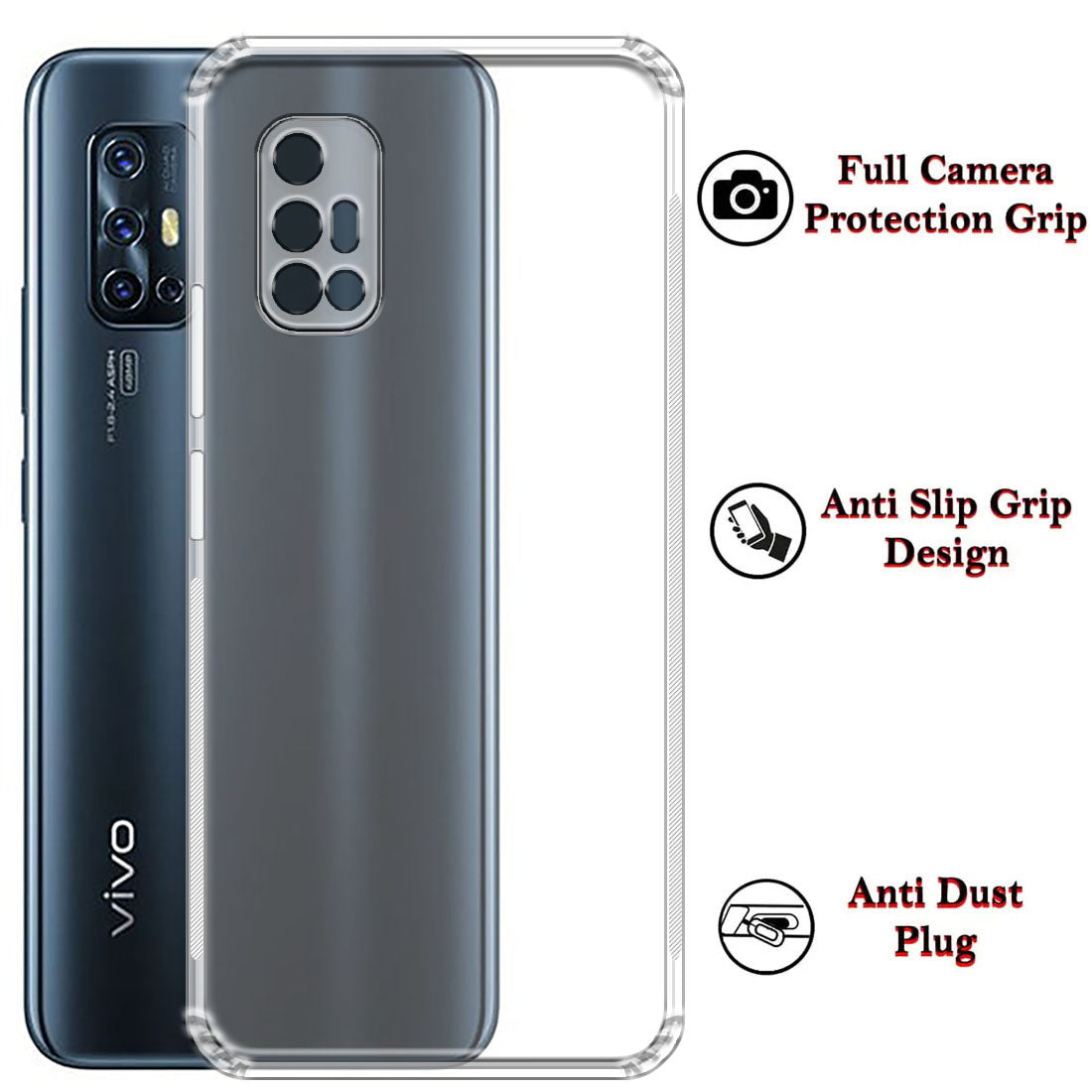 Anti Dust Plug Back Case Cover for Vivo V17 4G / V19 Neo 4G