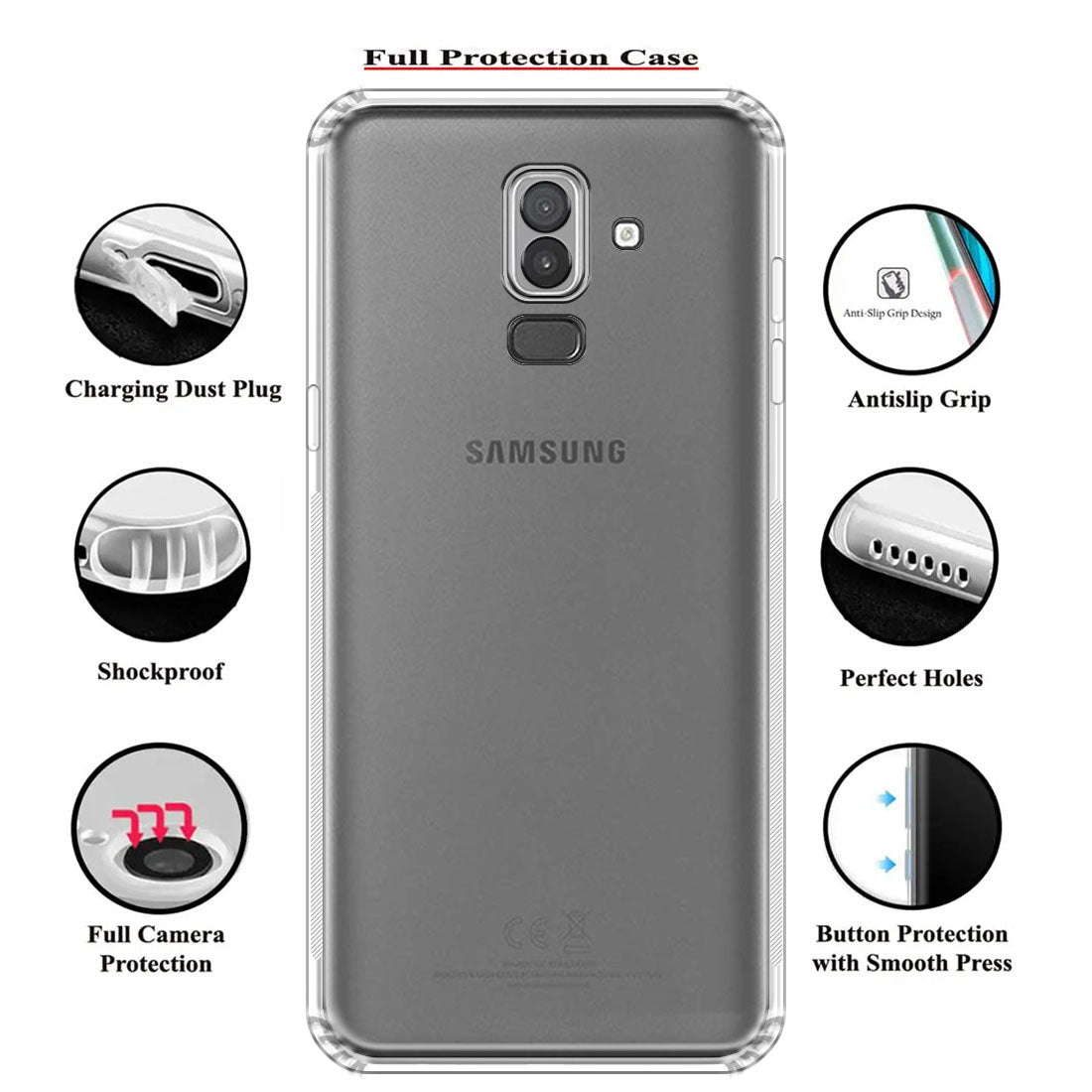 Anti Dust Plug Back Case Cover for Samsung Galaxy J8 (2018) 4G