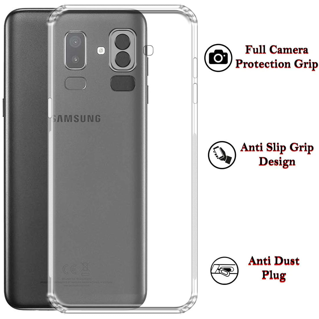 Anti Dust Plug Back Case Cover for Samsung Galaxy J8 (2018) 4G