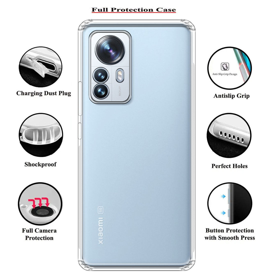 Anti Dust Plug Back Case Cover for Xiaomi 12 5G