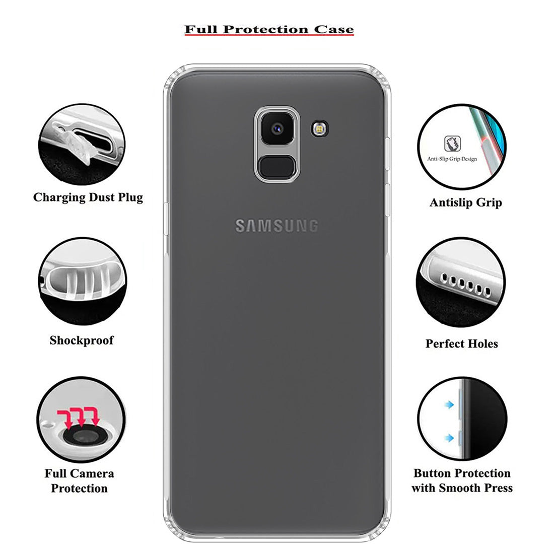 Anti Dust Plug Back Case Cover for Samsung Galaxy J6 (2018) 4G