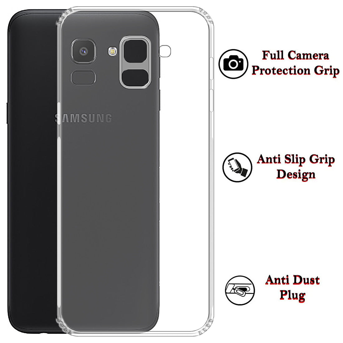 Anti Dust Plug Back Case Cover for Samsung Galaxy J6 (2018) 4G
