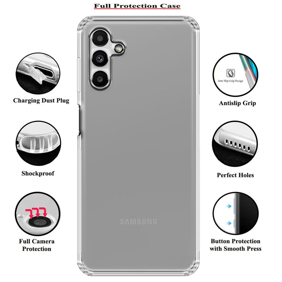 Anti Dust Plug Back Case Cover for Samsung Galaxy A13 5G
