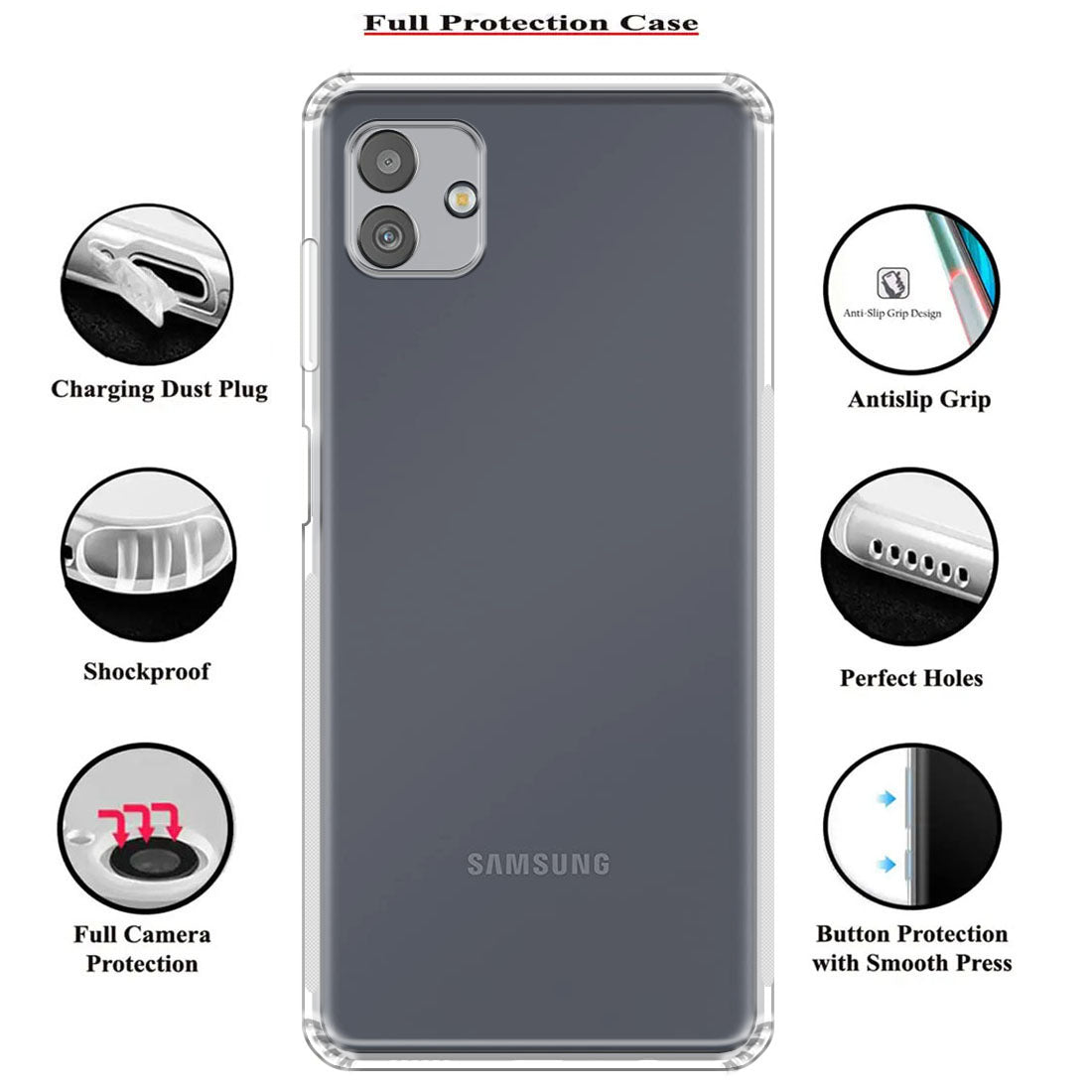 Anti Dust Plug Back Case Cover for Samsung Galaxy M13 5G