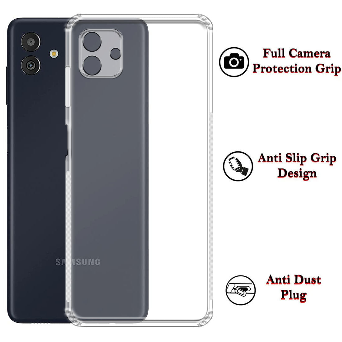 Anti Dust Plug Back Case Cover for Samsung Galaxy M13 5G