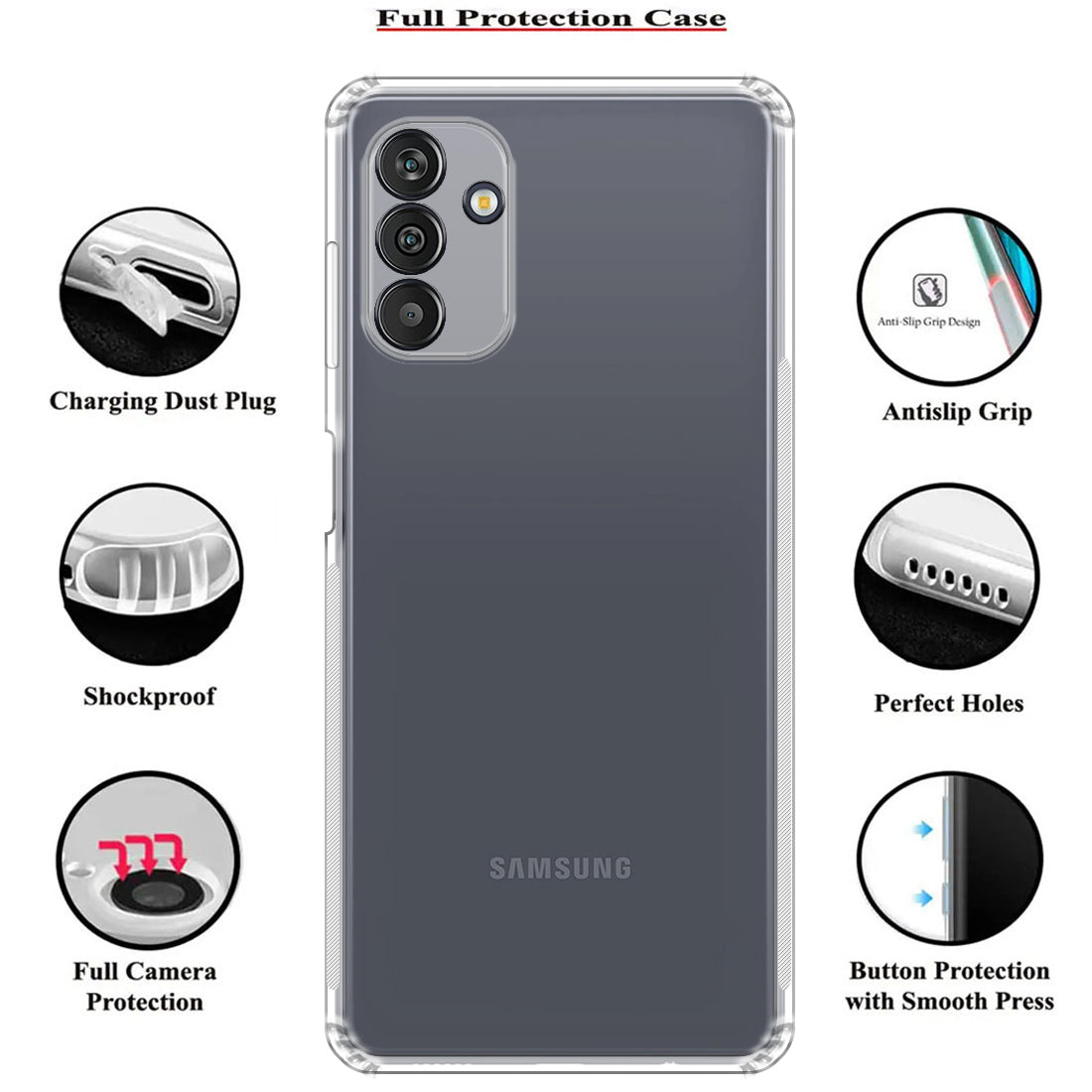 Anti Dust Plug Back Case Cover for Samsung Galaxy M13 4G / F13 4G