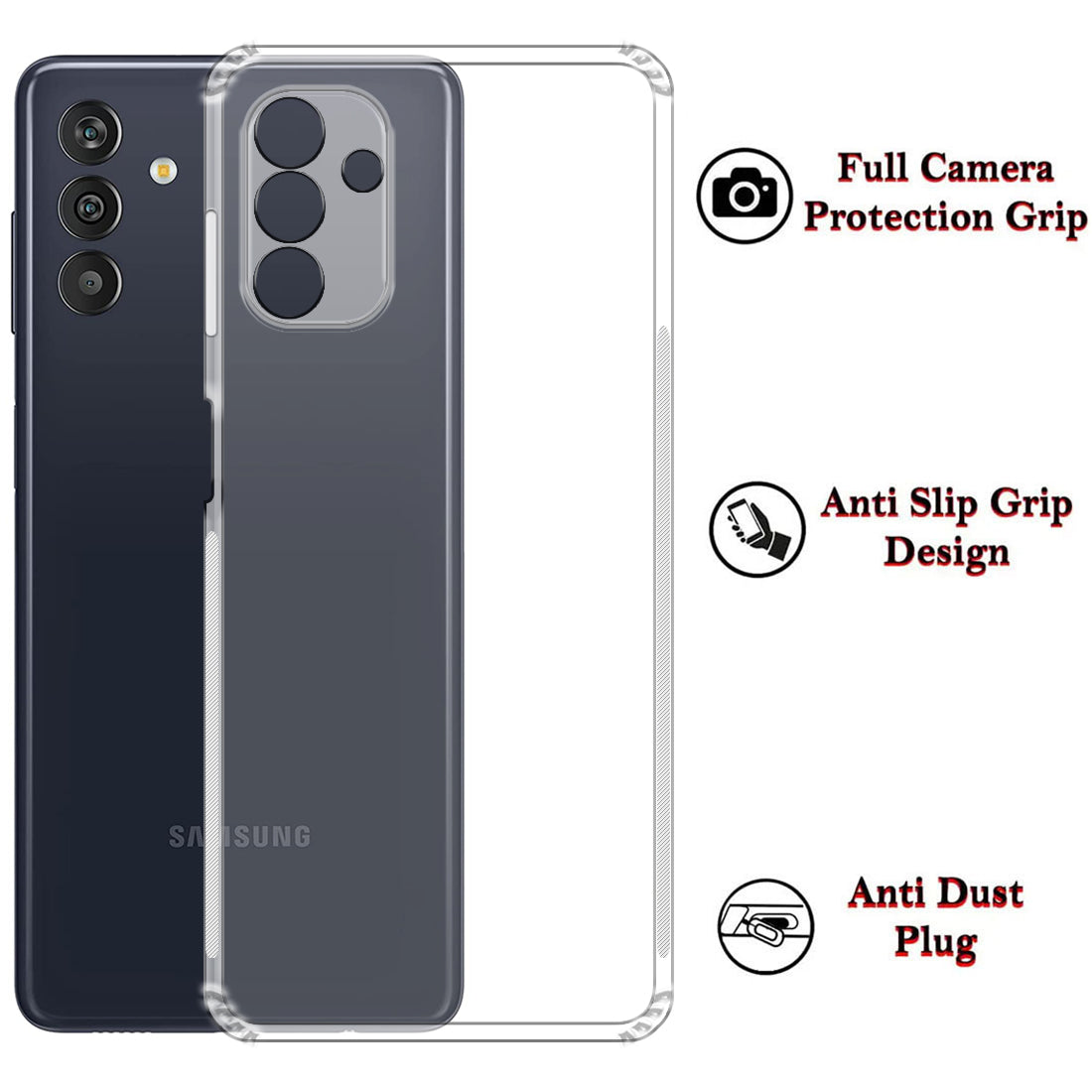 Anti Dust Plug Back Case Cover for Samsung Galaxy M13 4G / F13 4G