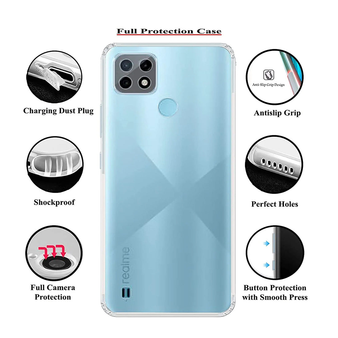 Anti Dust Plug Back Case Cover for Realme C21 4G