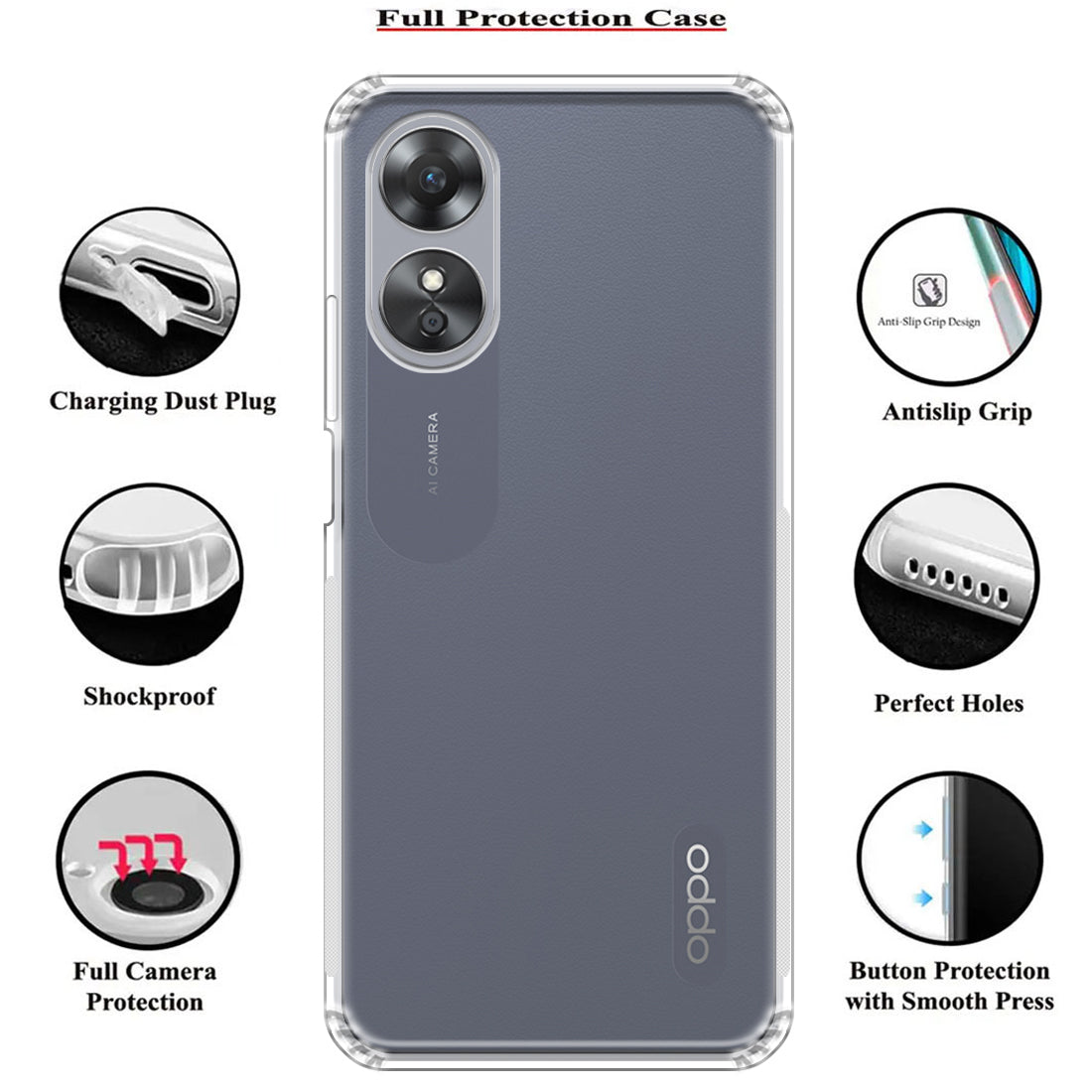 Anti Dust Plug Back Case Cover for Oppo A17 4G