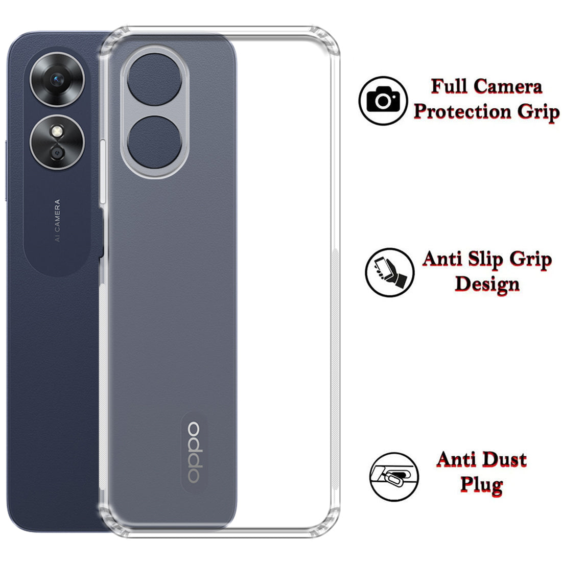 Anti Dust Plug Back Case Cover for Oppo A17 4G