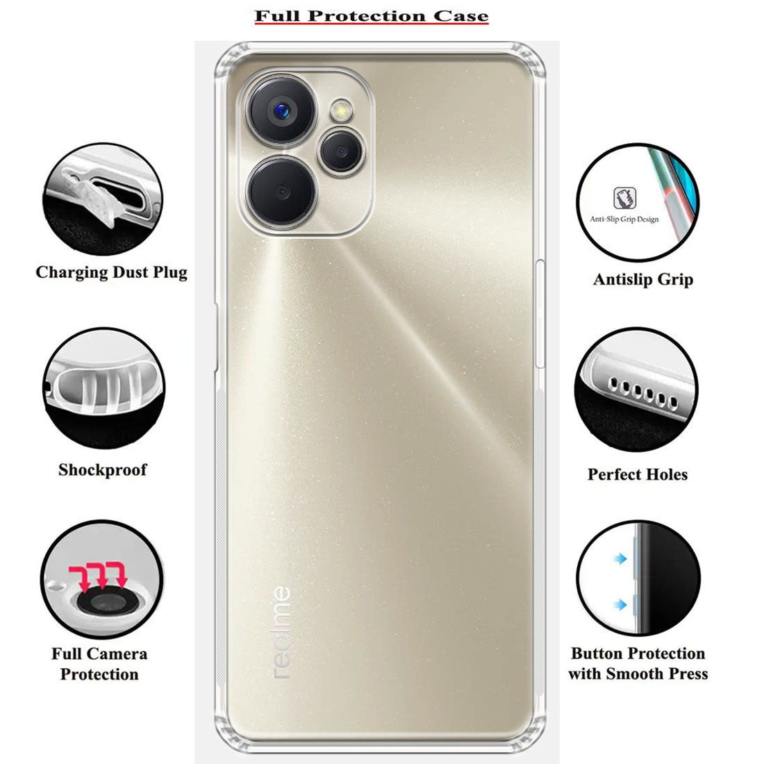 Anti Dust Plug Back Case Cover for Realme 9i 5G