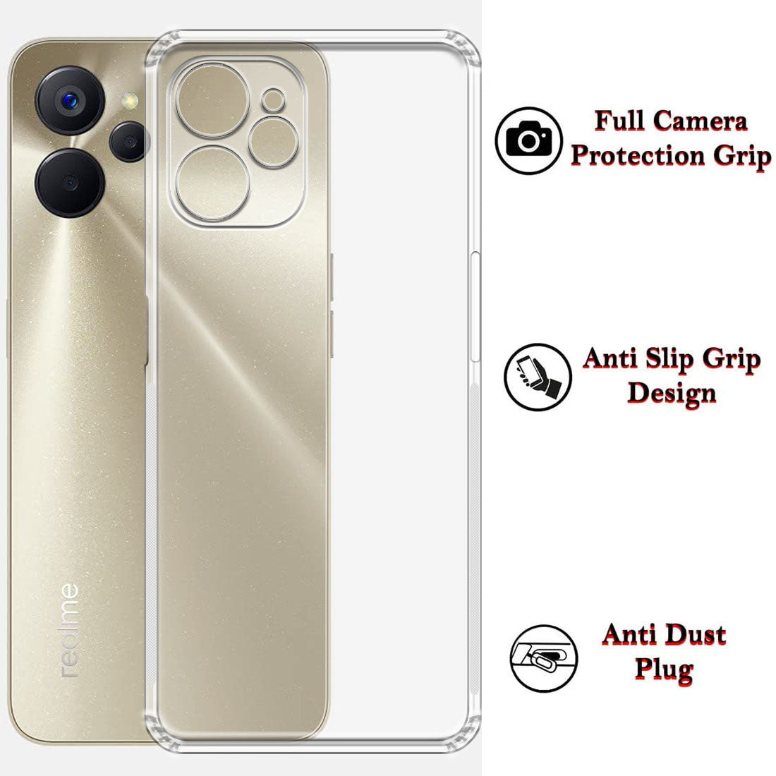 Anti Dust Plug Back Case Cover for Realme 9i 5G