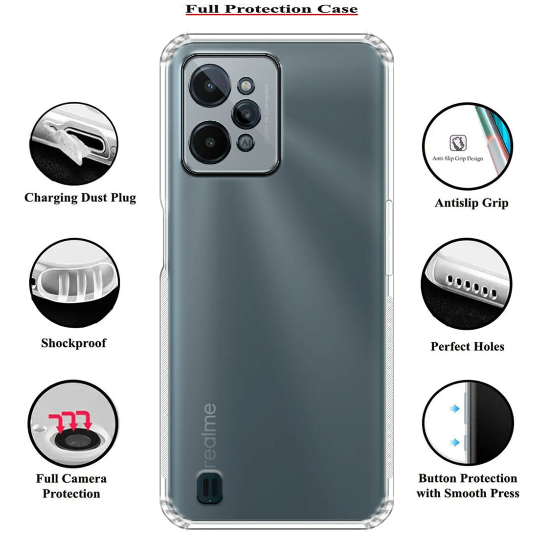 Anti Dust Plug Back Case Cover for Realme C31 4G