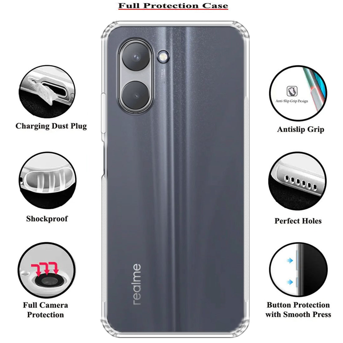 Anti Dust Plug Back Case Cover for Realme C33 4G