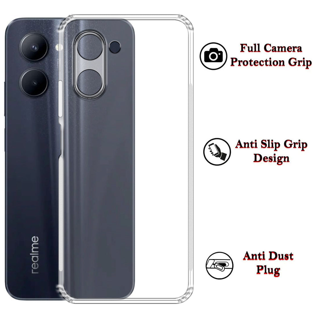 Anti Dust Plug Back Case Cover for Realme C33 4G