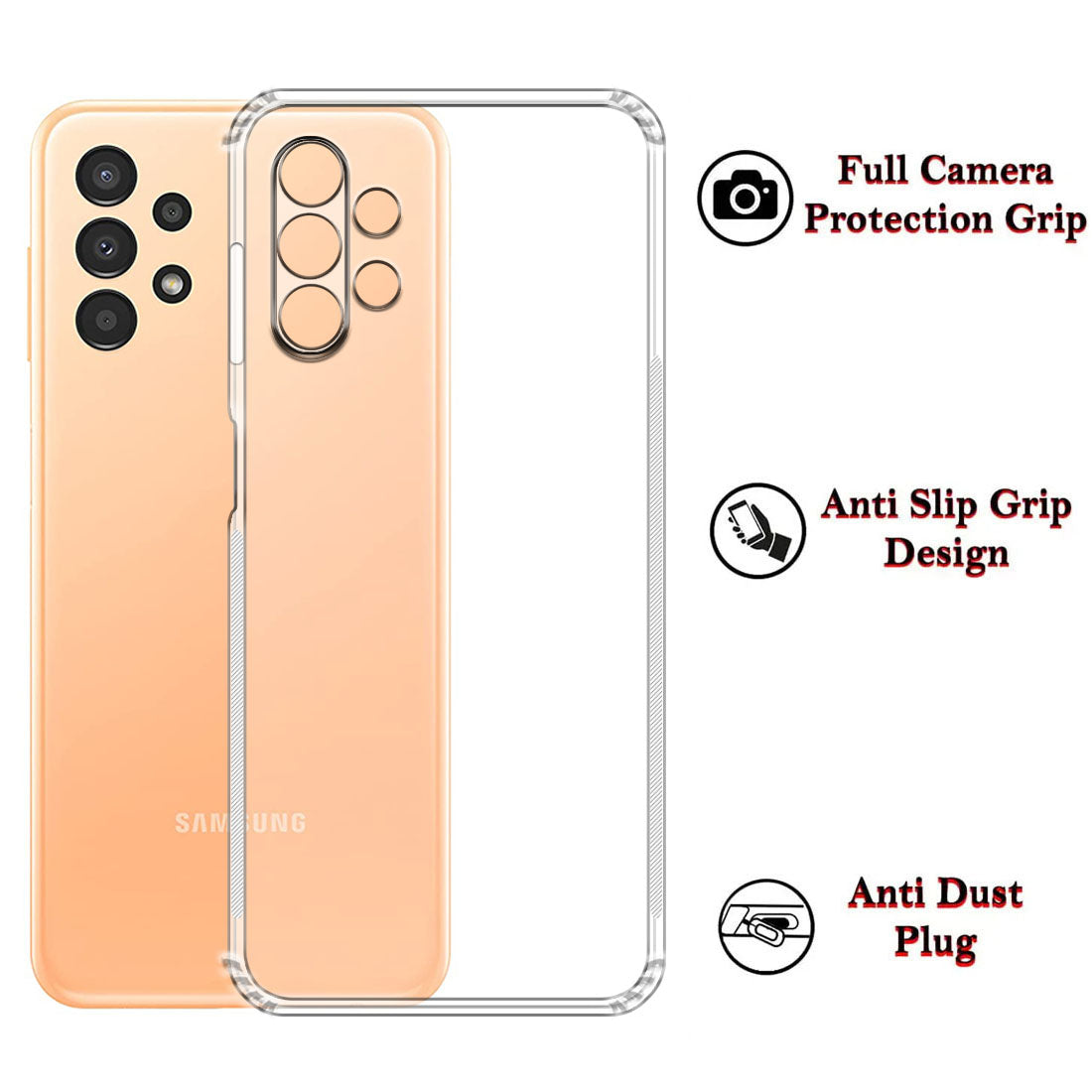 Anti Dust Plug Back Case Cover for Samsung Galaxy A13 4G
