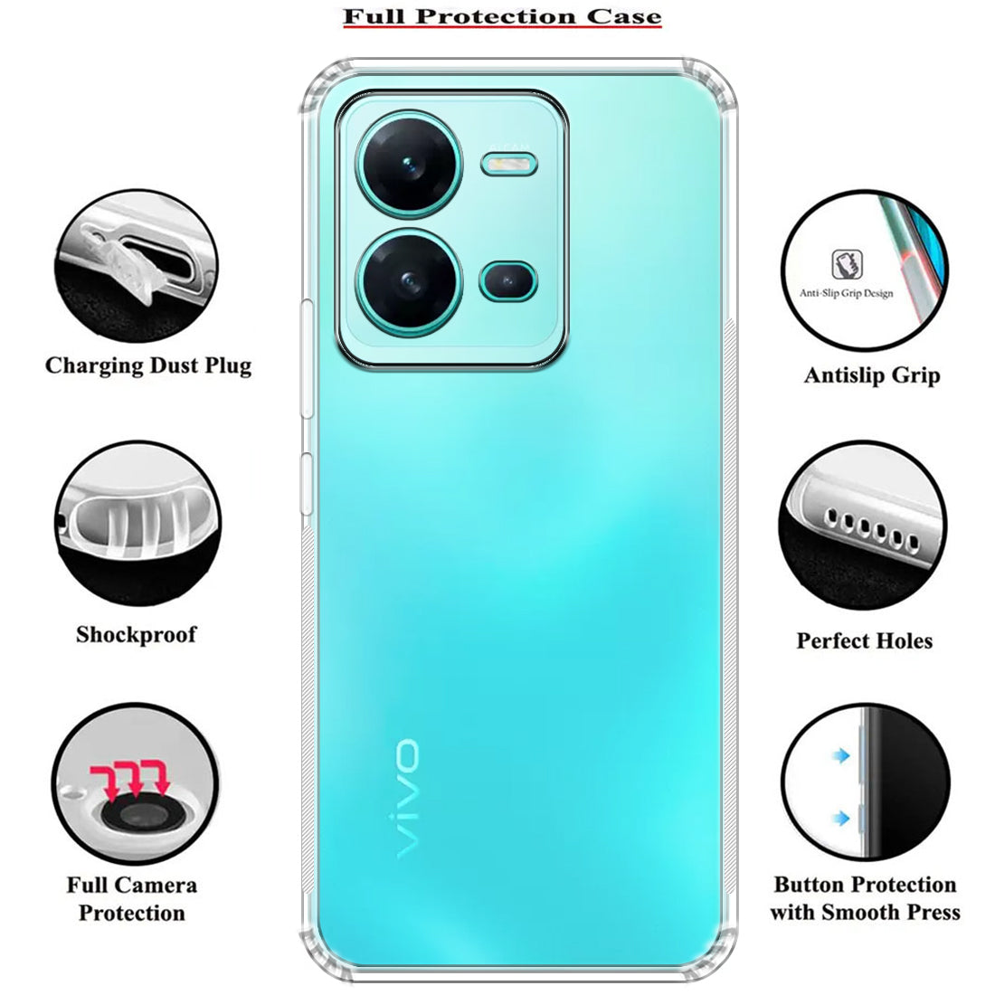 Anti Dust Plug Back Case Cover for Vivo V25 5G