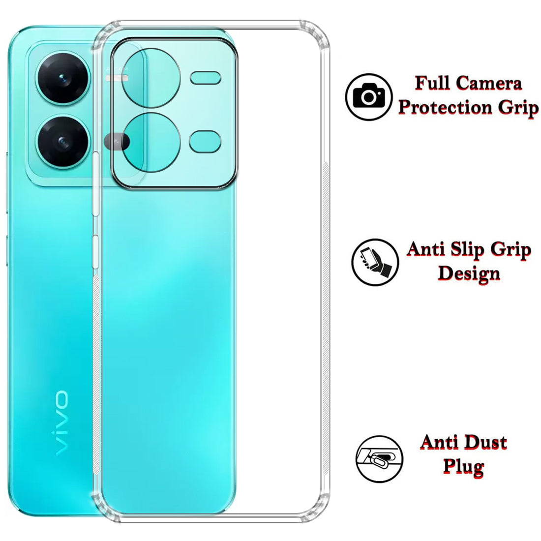 Anti Dust Plug Back Case Cover for Vivo V25 5G