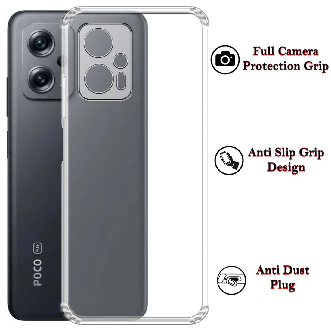 Anti Dust Plug Back Case Cover for Mi Redmi Note 11T Pro 5G