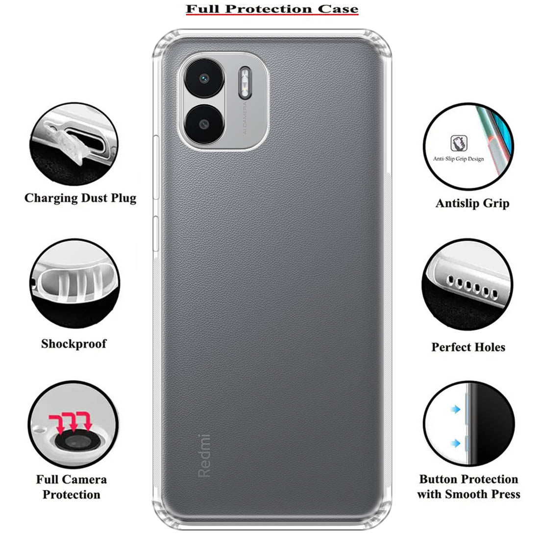 Anti Dust Plug Back Case Cover for Mi Redmi A1 4G / A2 4G