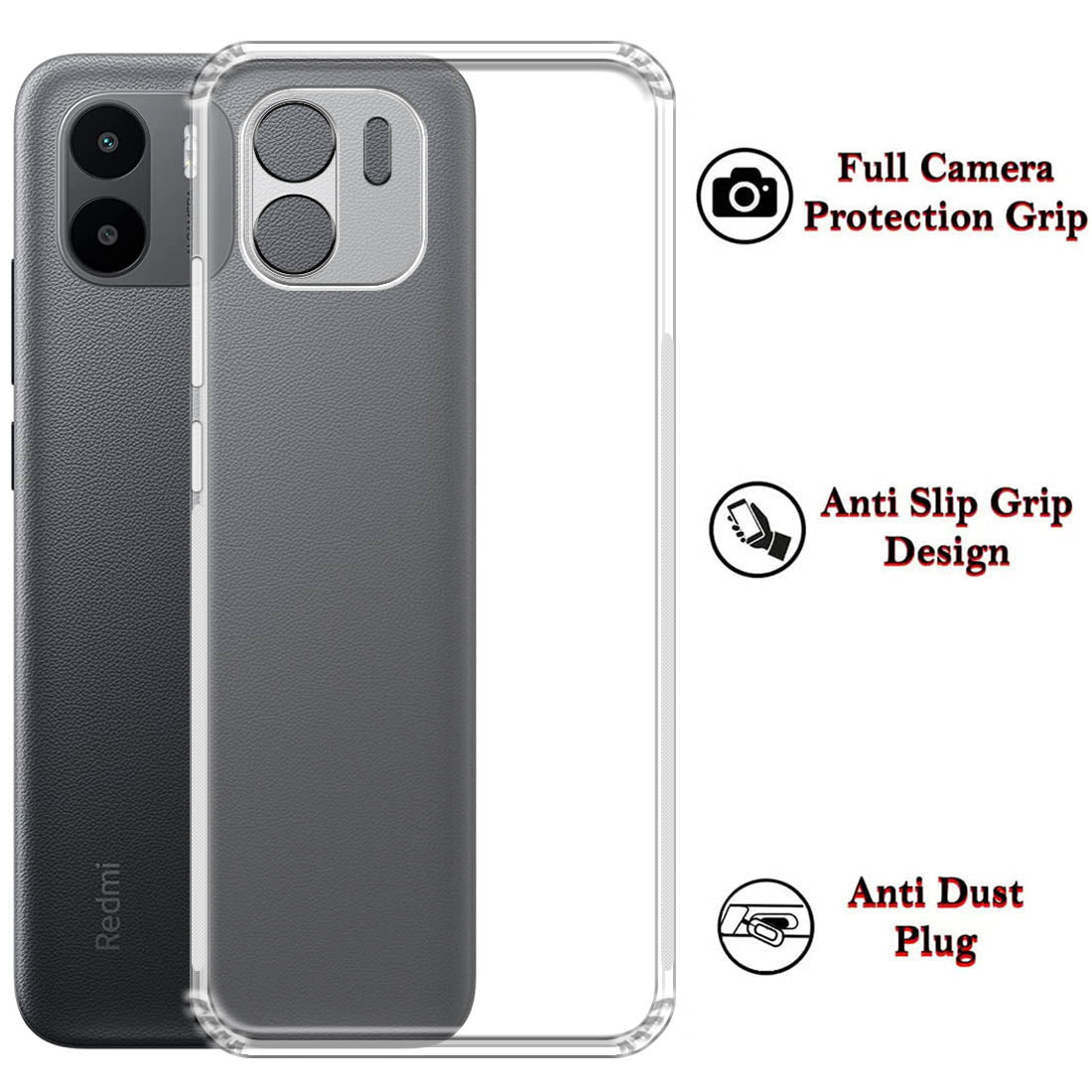 Anti Dust Plug Back Case Cover for Mi Redmi A1 4G / A2 4G