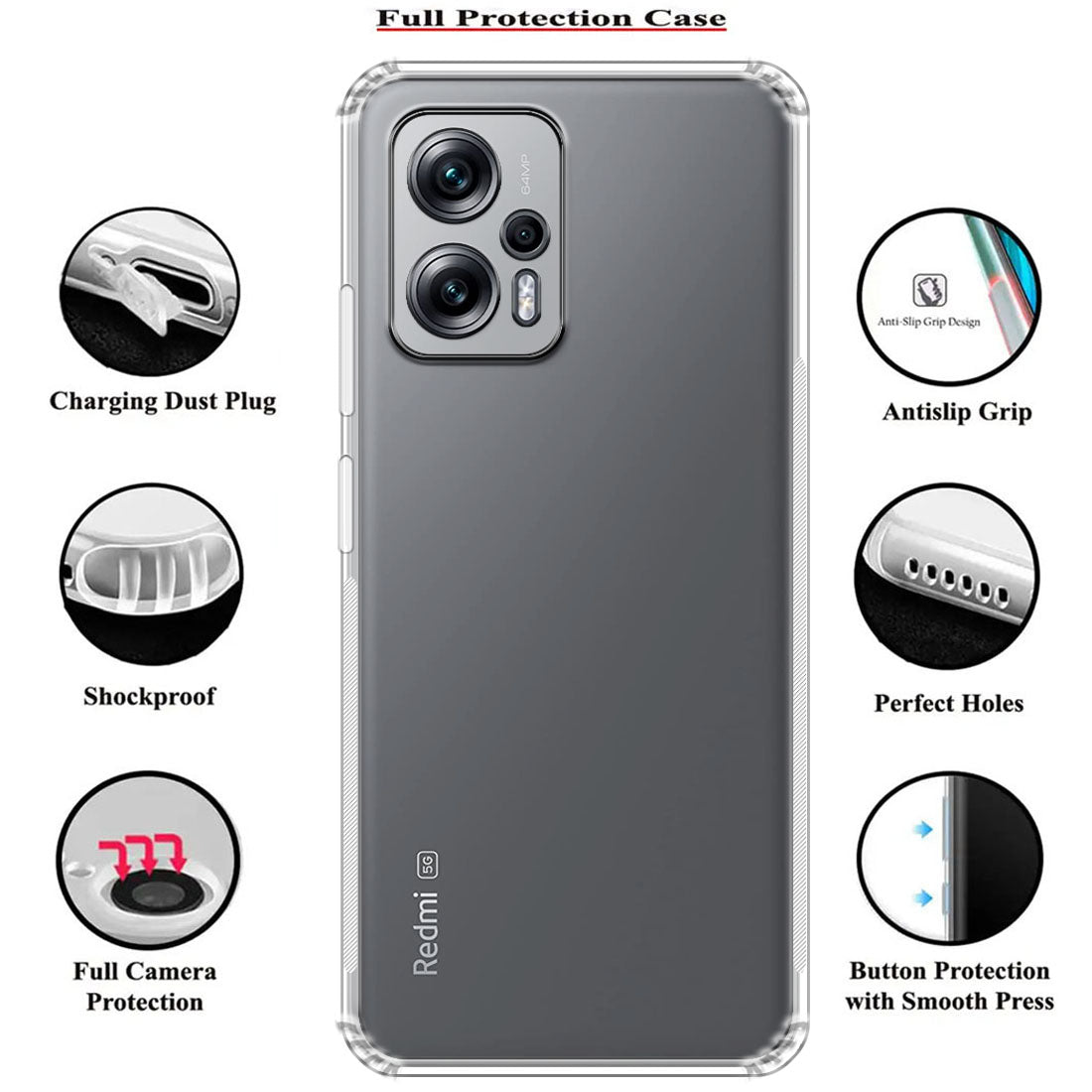 Anti Dust Plug Back Case Cover for Mi Redmi K50i 5G