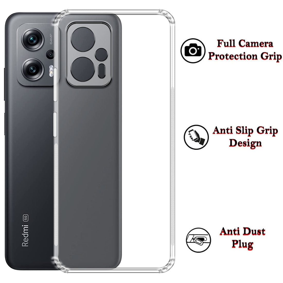Anti Dust Plug Back Case Cover for Mi Redmi K50i 5G