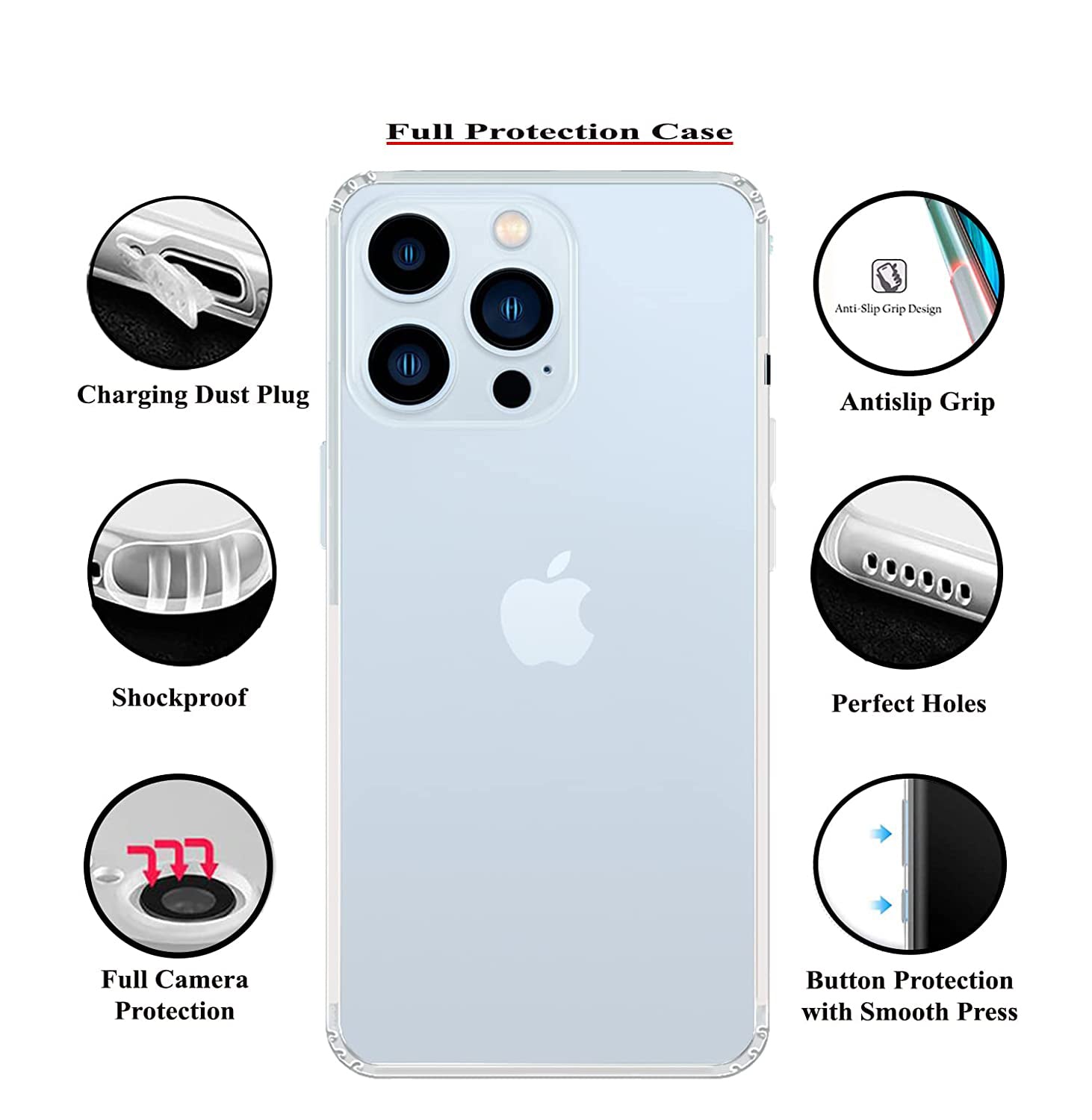 Anti Dust Plug Back Case Cover for Apple iPhone 13 Pro Max