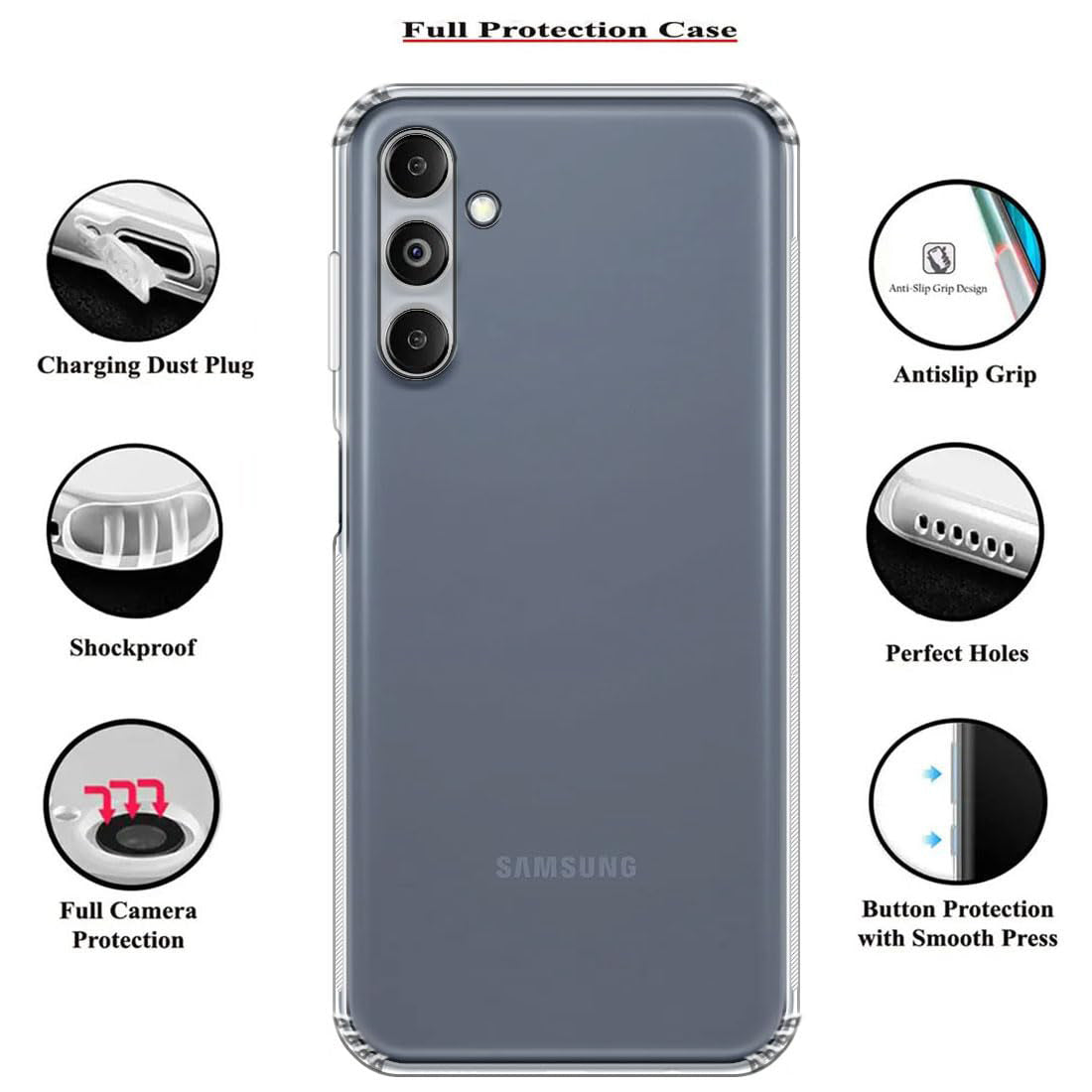 Anti Dust Plug Back Case Cover for Samsung Galaxy M34 5G / F34 5G