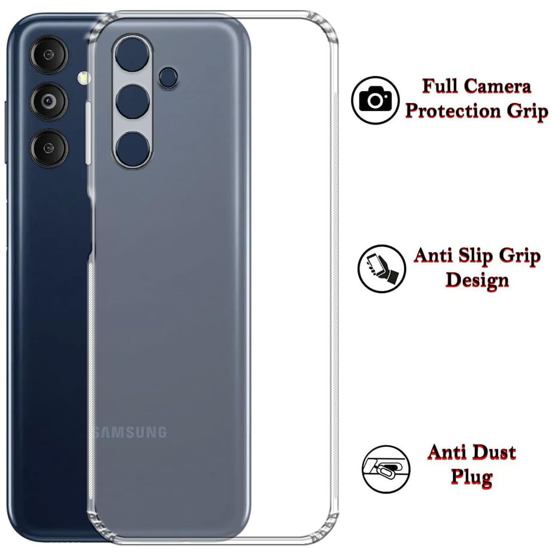 Anti Dust Plug Back Case Cover for Samsung Galaxy M34 5G / F34 5G