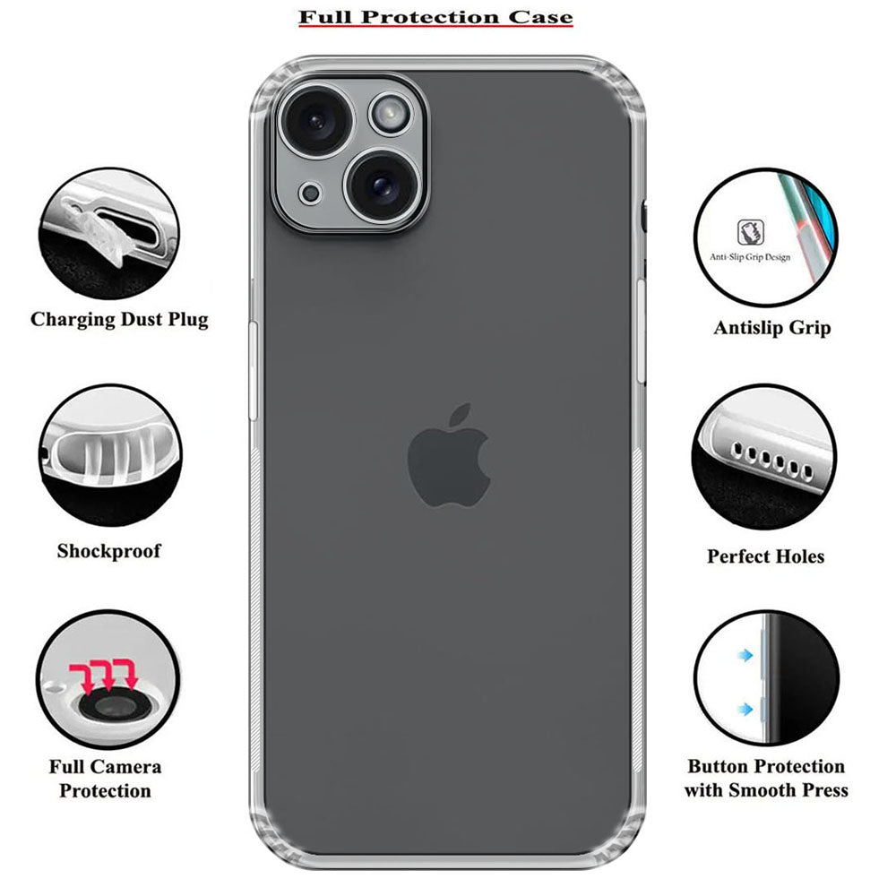 Anti Dust Plug Back Case Cover for Apple iPhone 15