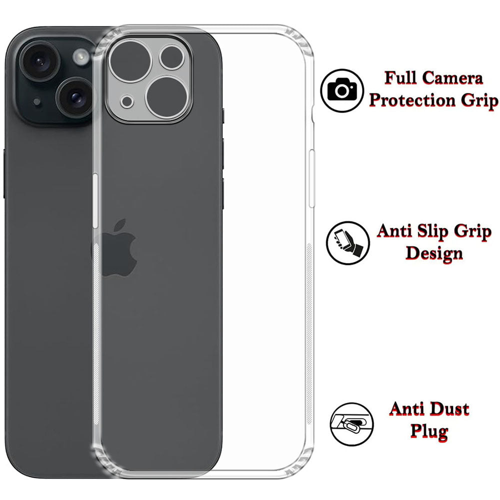 Anti Dust Plug Back Case Cover for Apple iPhone 15