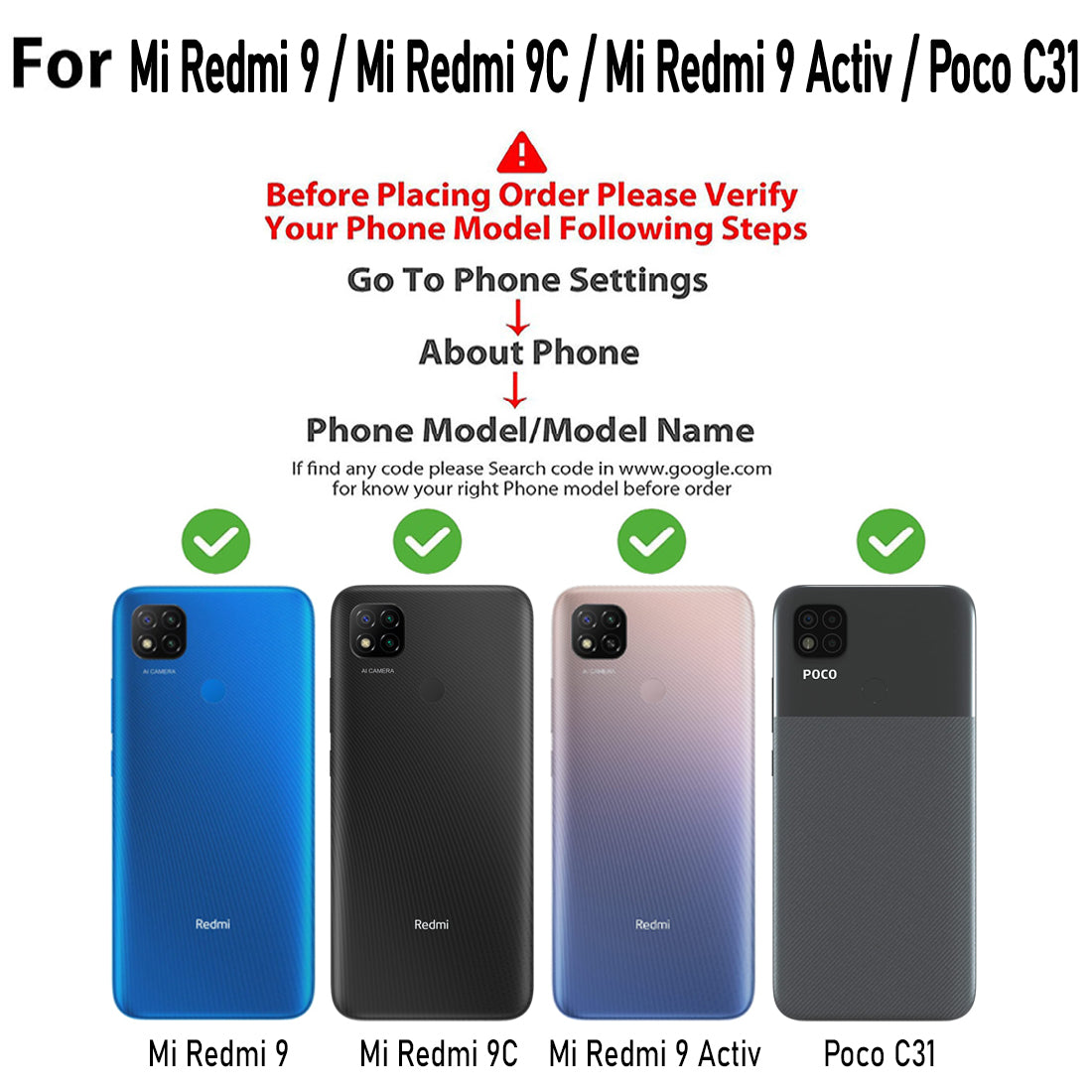 Liquid Silicone Case for Mi Redmi 9 / 9C / 9 Activ / Poco C31 / C3