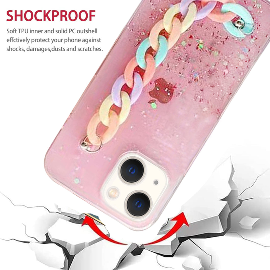 Glitter Case with Chain Holder for Apple iPhone 13