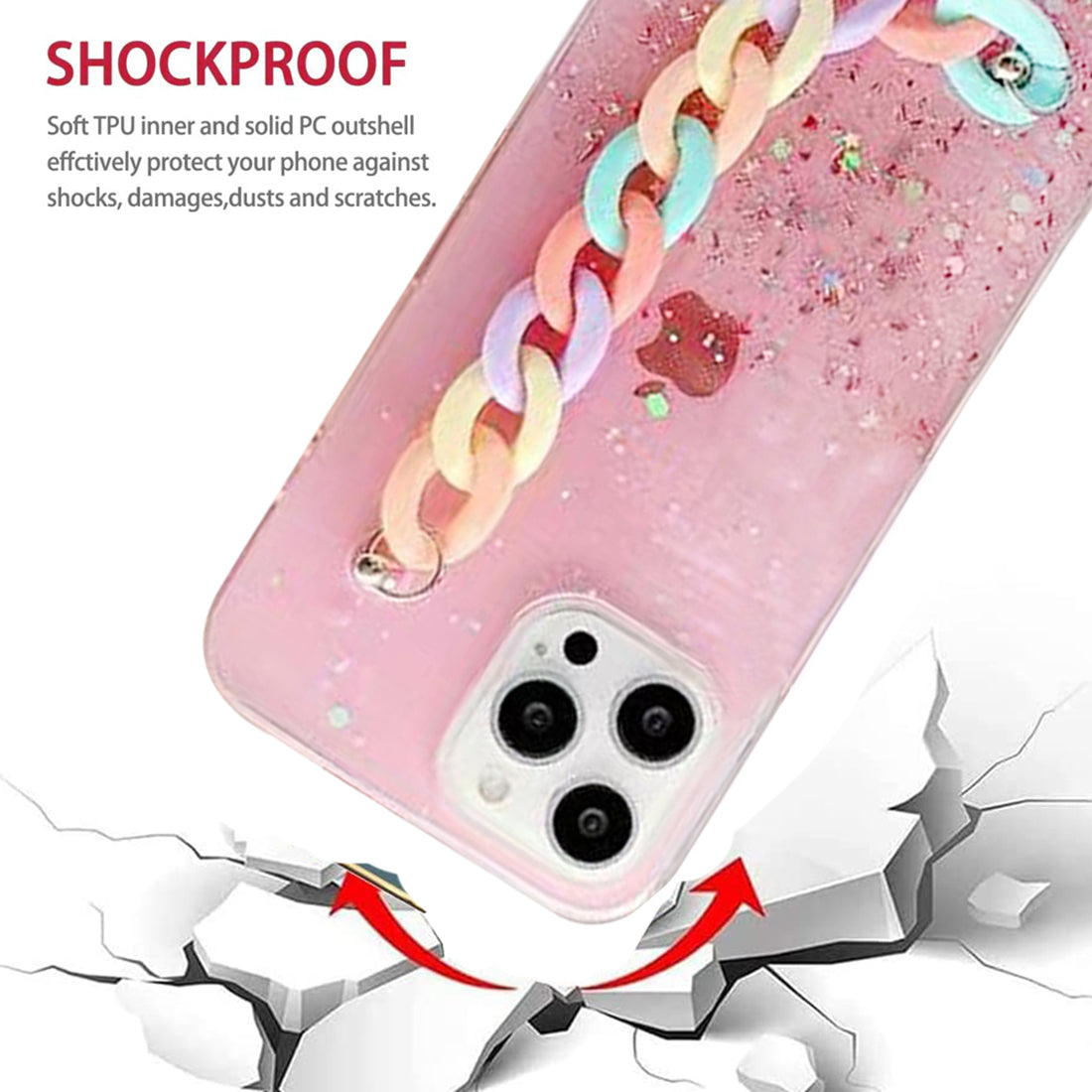 Glitter Case with Chain Holder for Apple iPhone 13 Pro