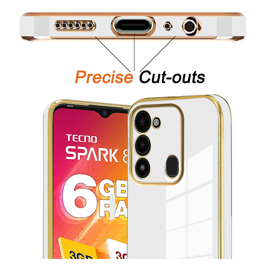 Electroplating TPU Cover for Tecno Spark Go (2022) 4G