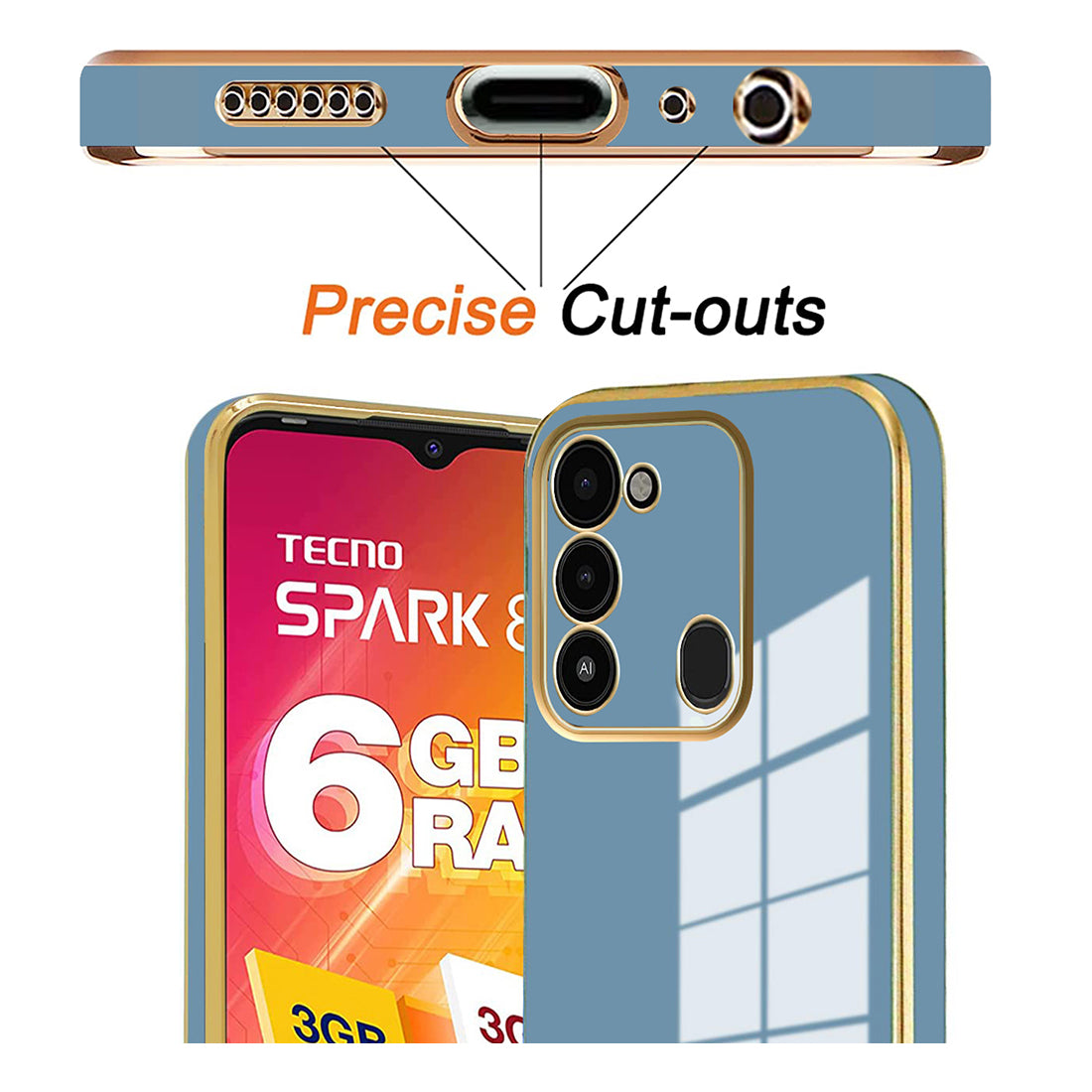 Electroplating TPU Cover for Tecno Spark Go (2022) 4G