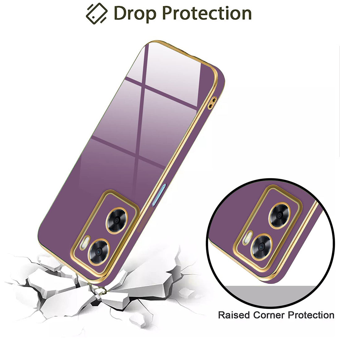 Electroplating TPU Cover for Oppo A57 5G / K10 5G / A77 5G / Realme Narzo 50 5G