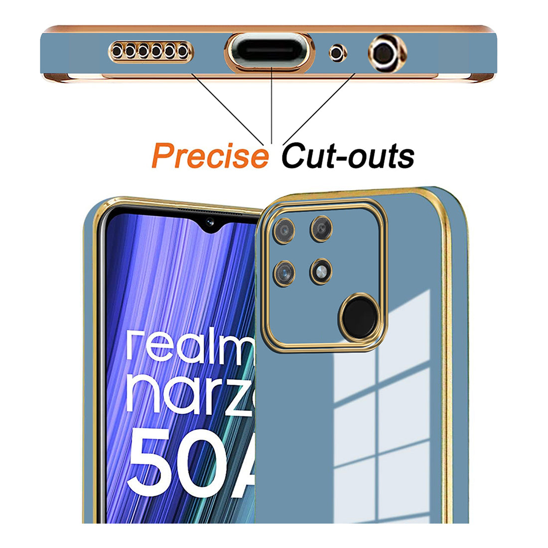 Electroplating TPU Cover for Realme Narzo 50A 4G
