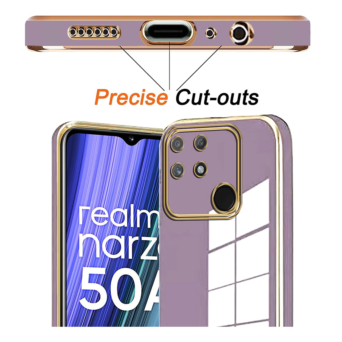 Electroplating TPU Cover for Realme Narzo 50A 4G