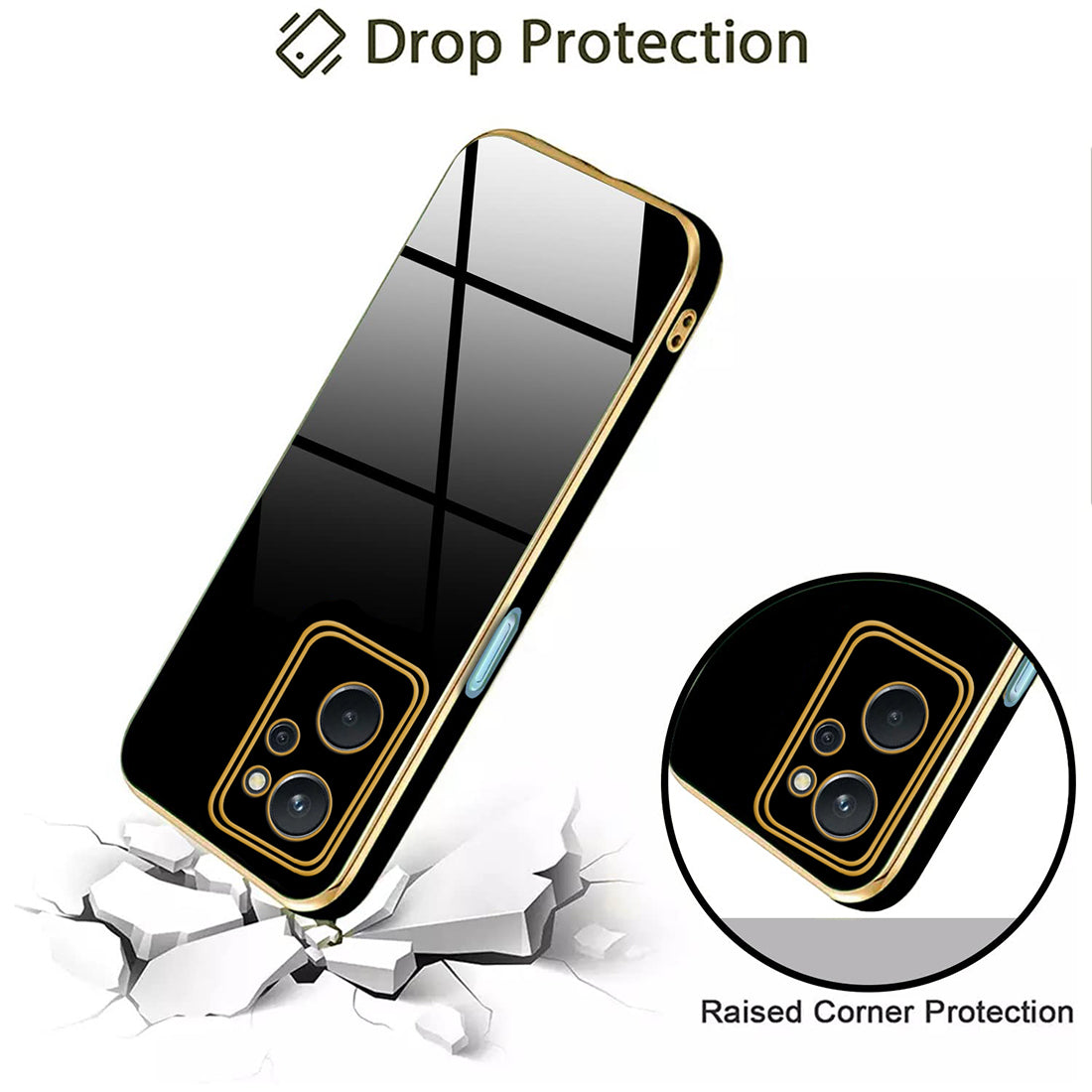 Electroplating TPU Cover for Realme 9i 4G / A76 4G / A96 4G / K10 4G