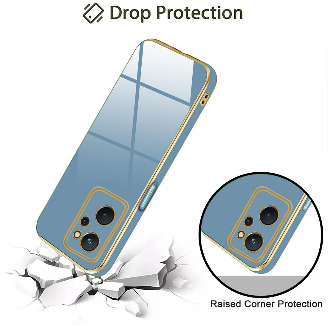 Electroplating TPU Cover for Realme 9i 4G / A76 4G / A96 4G / K10 4G