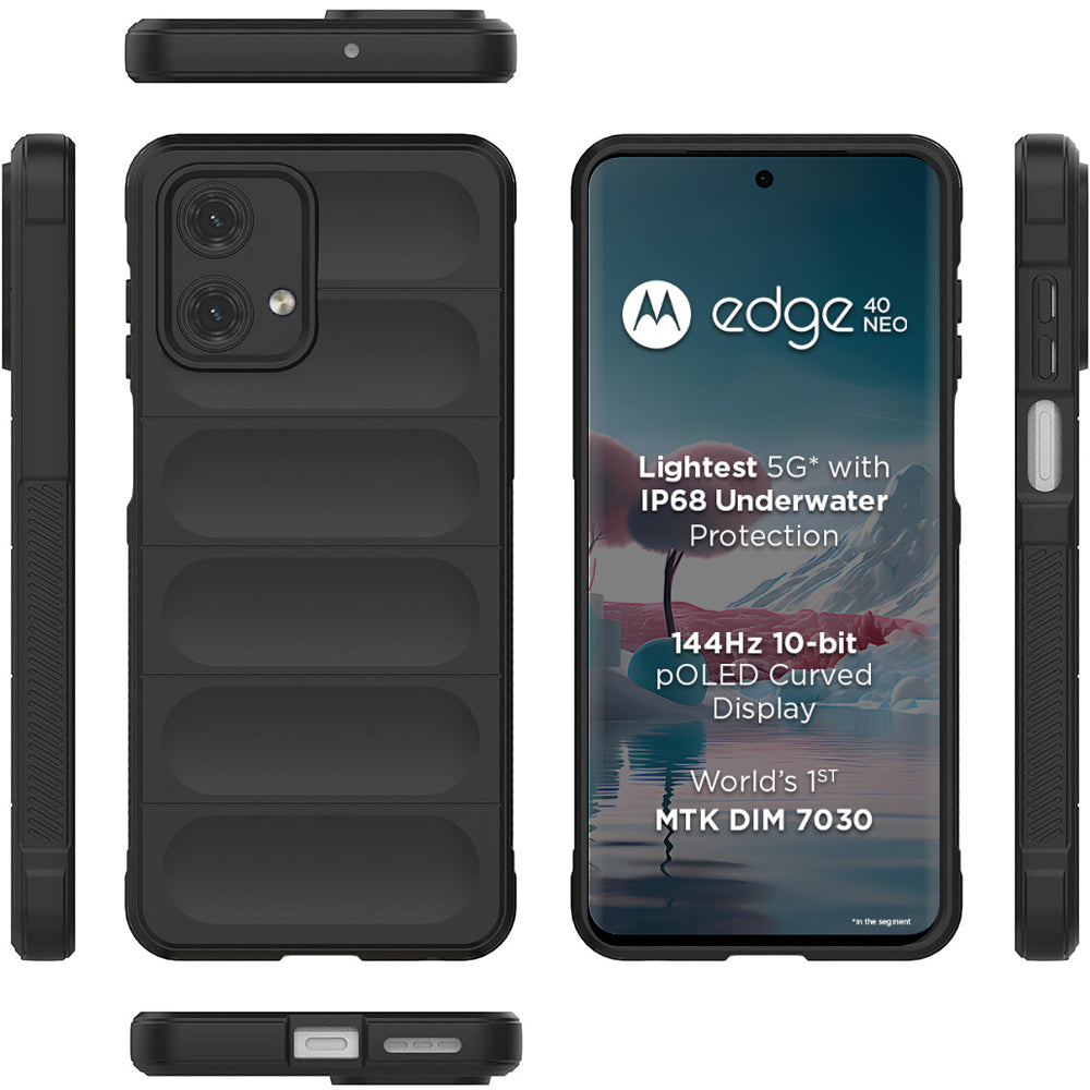 Cover antiurto per Motorola Edge 40 Neo 5G, serie Rugged Shield - nera - Italiano