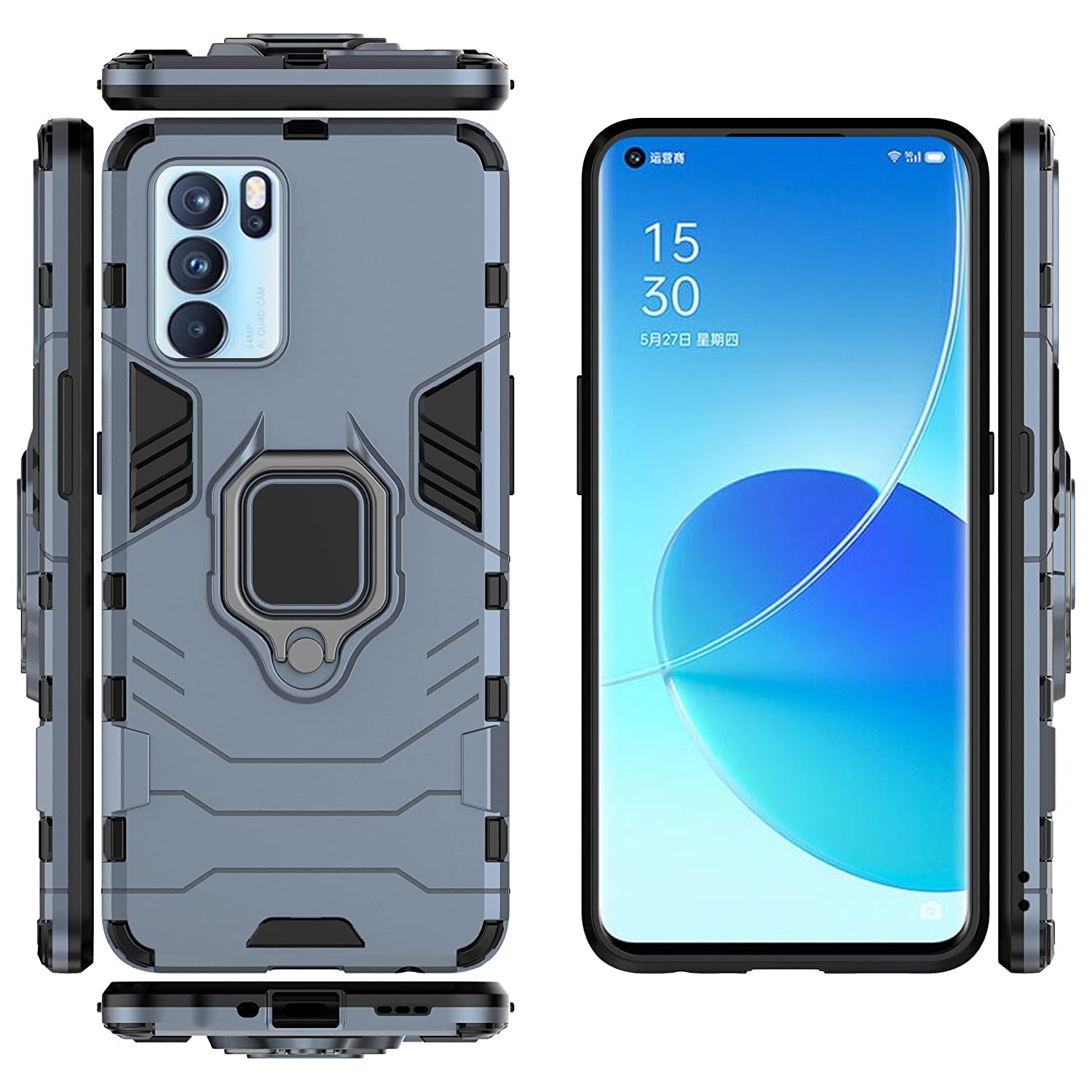 Hybrid Rugged Armor Kickstand Case for Oppo Reno6 Pro 5G