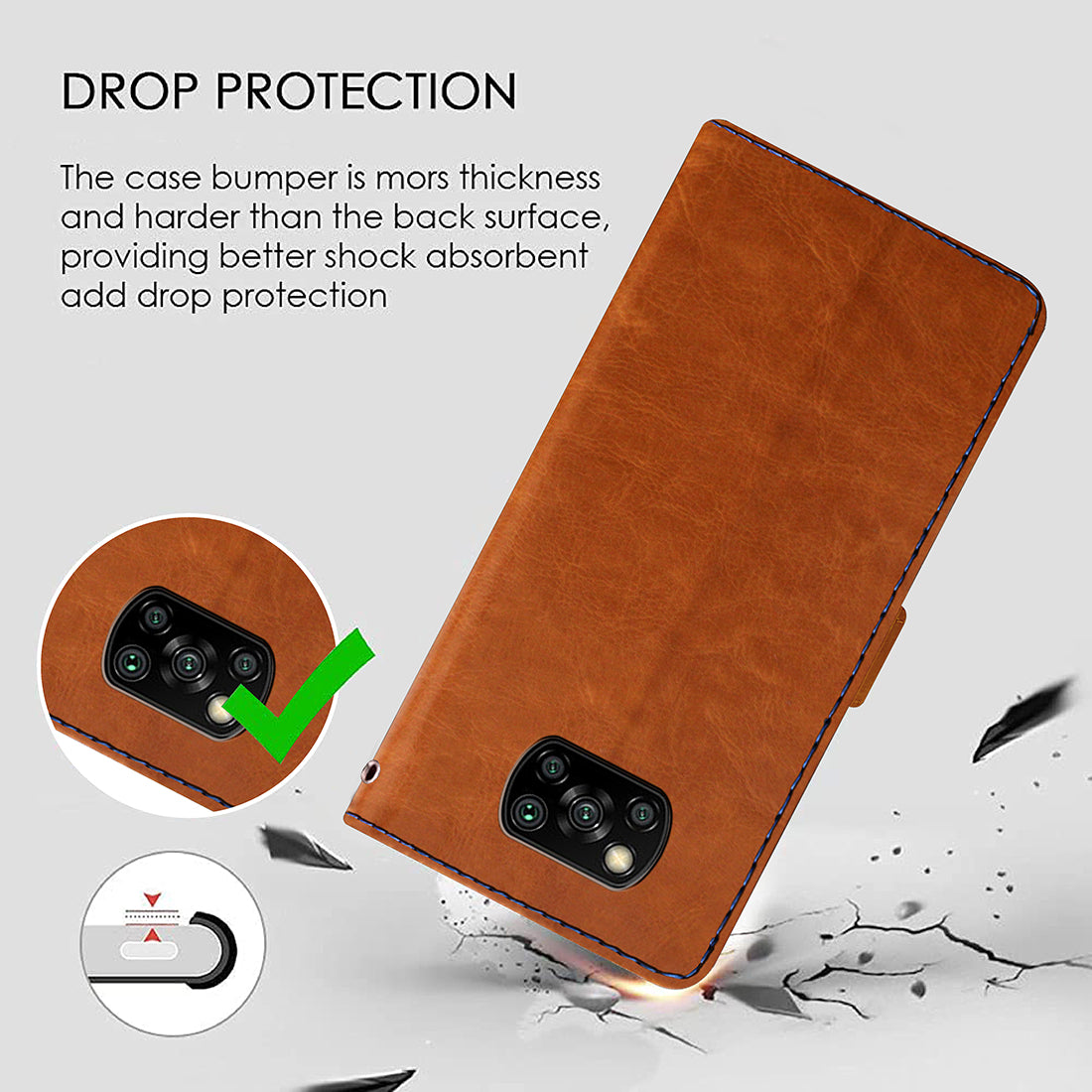 Premium Wallet Flip Cover for Mi Poco X3