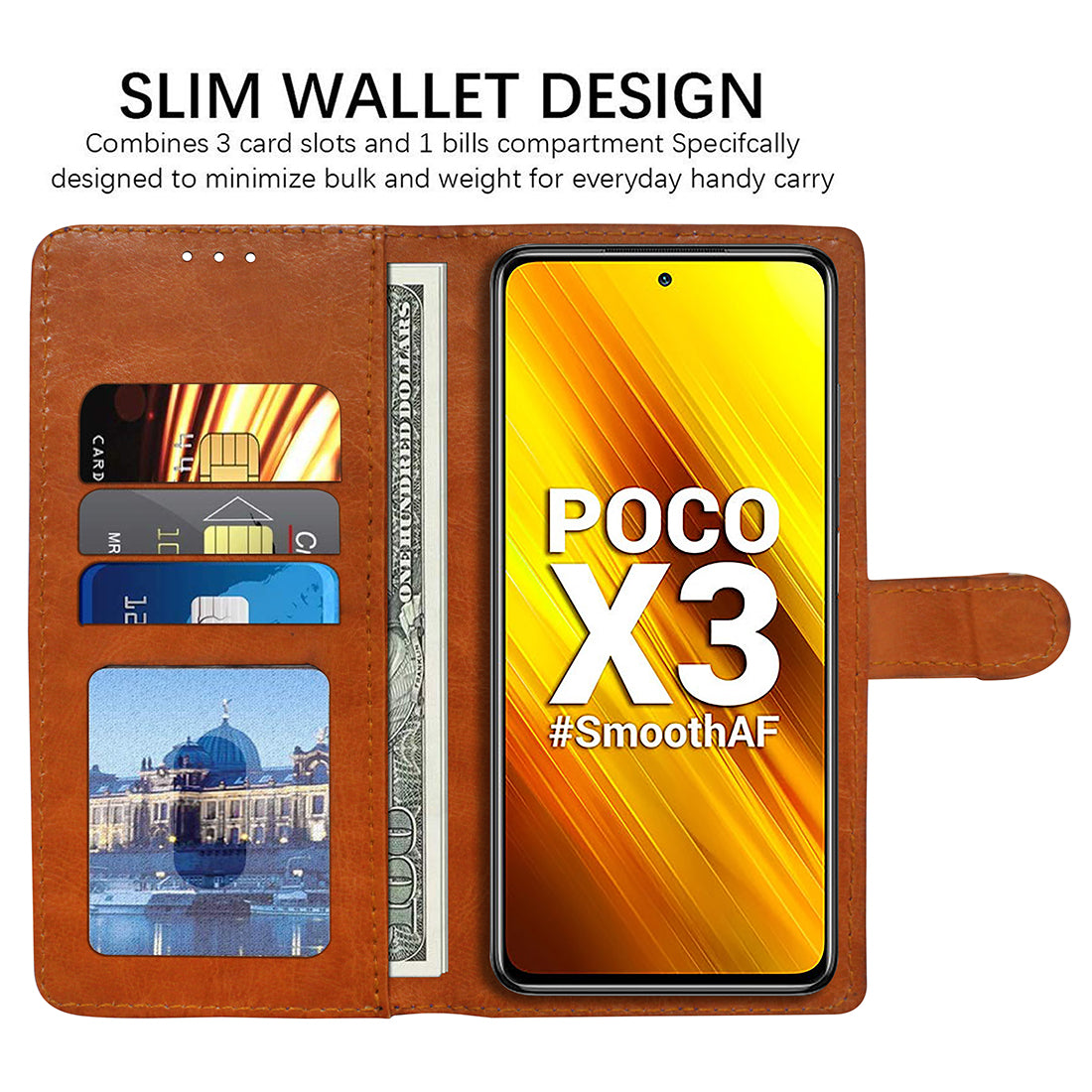 Premium Wallet Flip Cover for Mi Poco X3