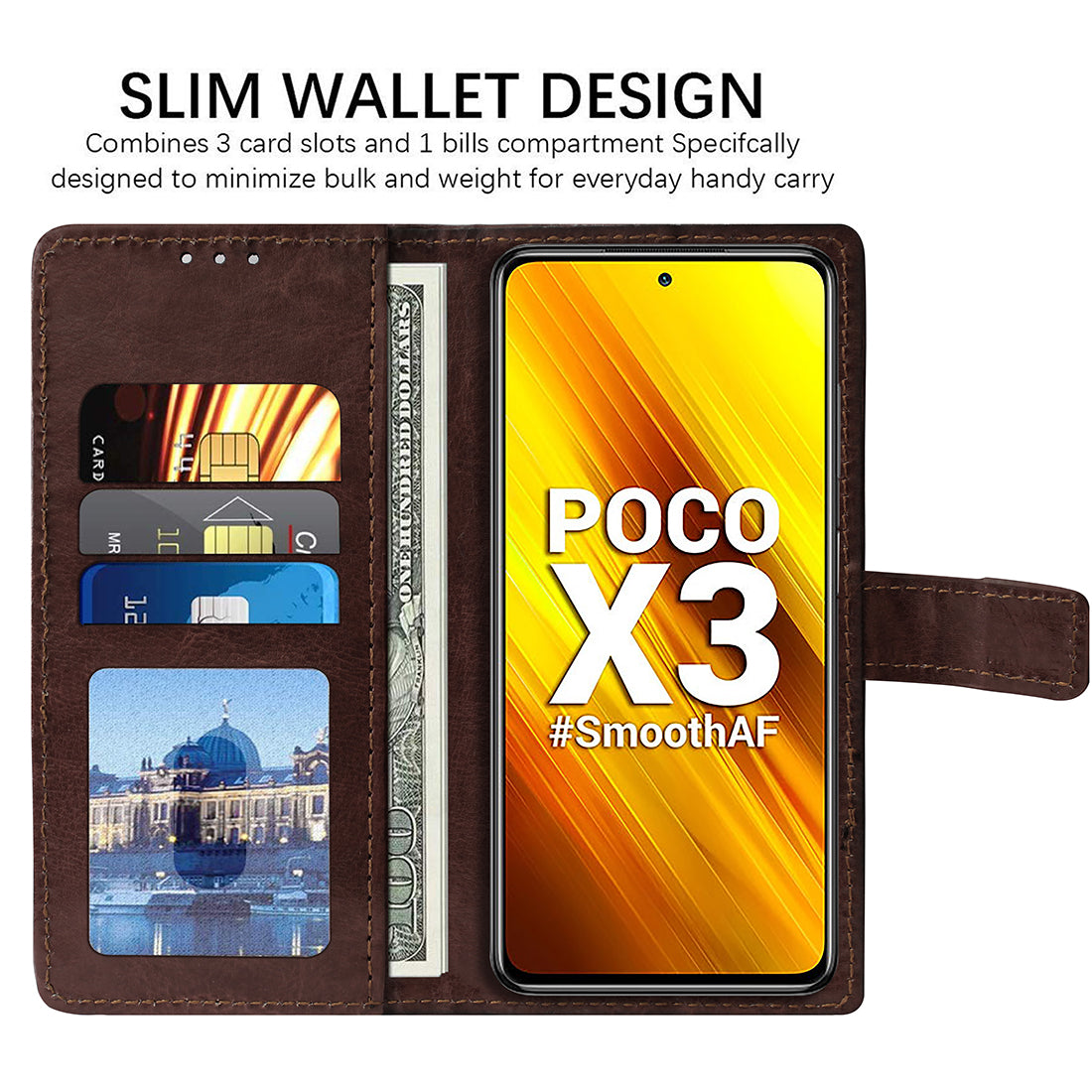 Premium Wallet Flip Cover for Mi Poco X3