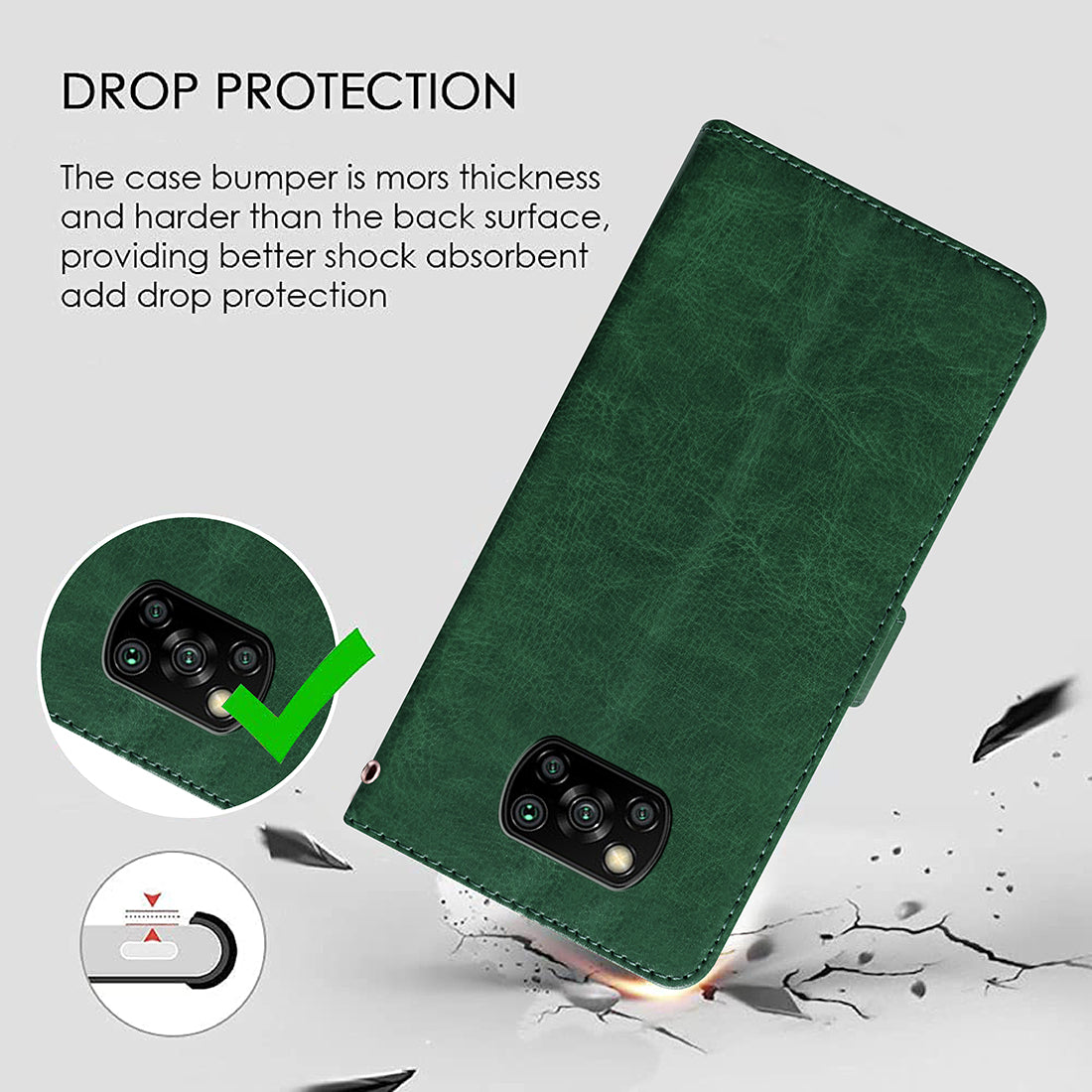 Premium Wallet Flip Cover for Mi Poco X3